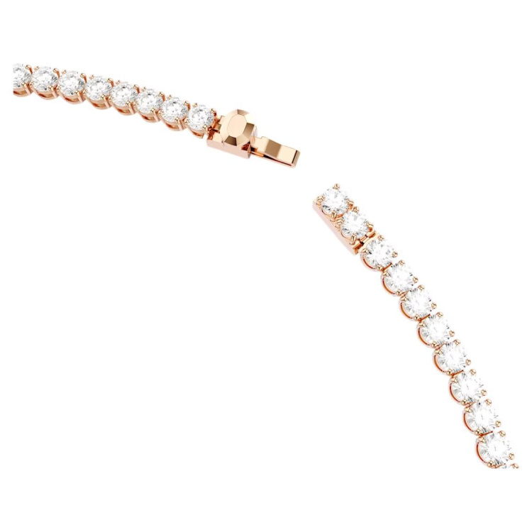 Matrix Tennis necklace Round cut, White, 18K rose gold finish
